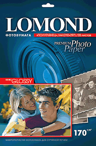 Фотобумага Lomond полуглянцевая (1101305), Semi Glossy,A4, 170 г/м2, 20 л.