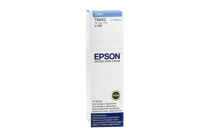 Чернила Epson L100/110/200/210/300/355/550/555 (O)C13T66424A/C13T664298, cyan, 70ml