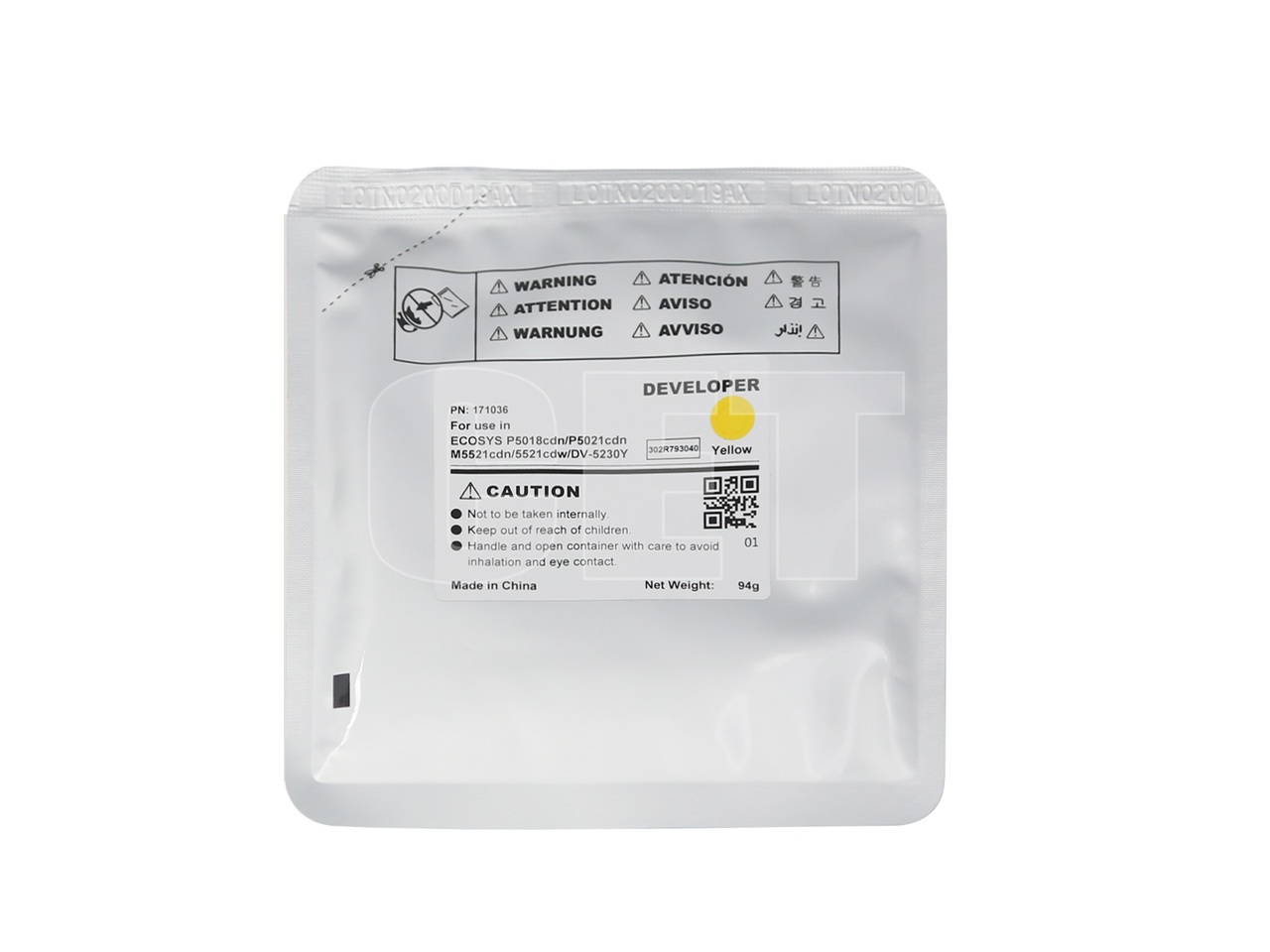 Девелопер DV-5230Y для KYOCERA ECOSYSM5521cdn/P5021cdn/M5526cdw (CET) Yellow, 94г, 100000 стр.,CET171036