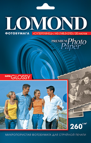 Фотобумага Lomond суперглянцевая (1103102), Super Glossy,10х15 см, 260 г/м2, 20 л.