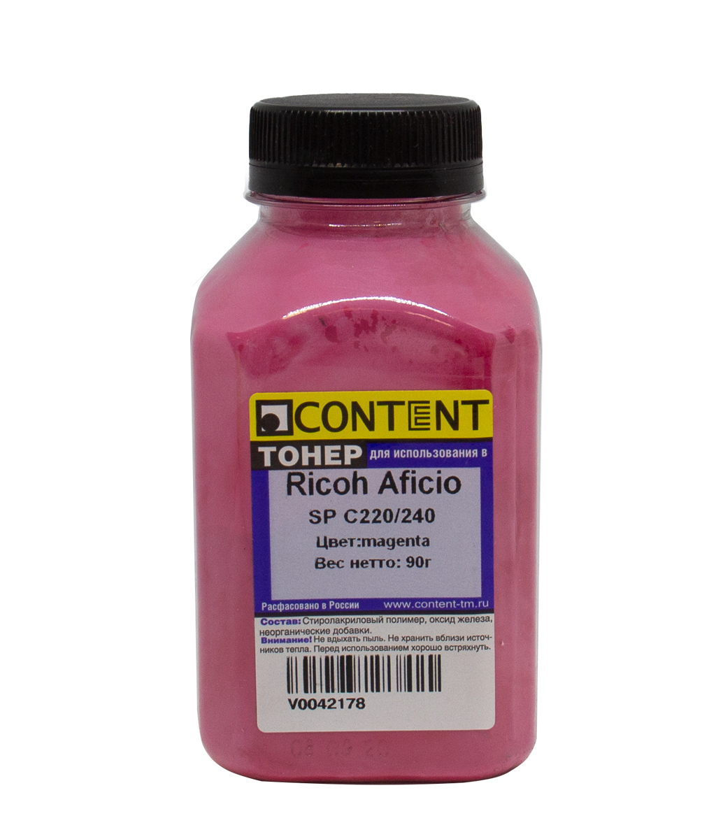 Тонер Content для Ricoh Aficio SP C220/240, M, 90 г, банка