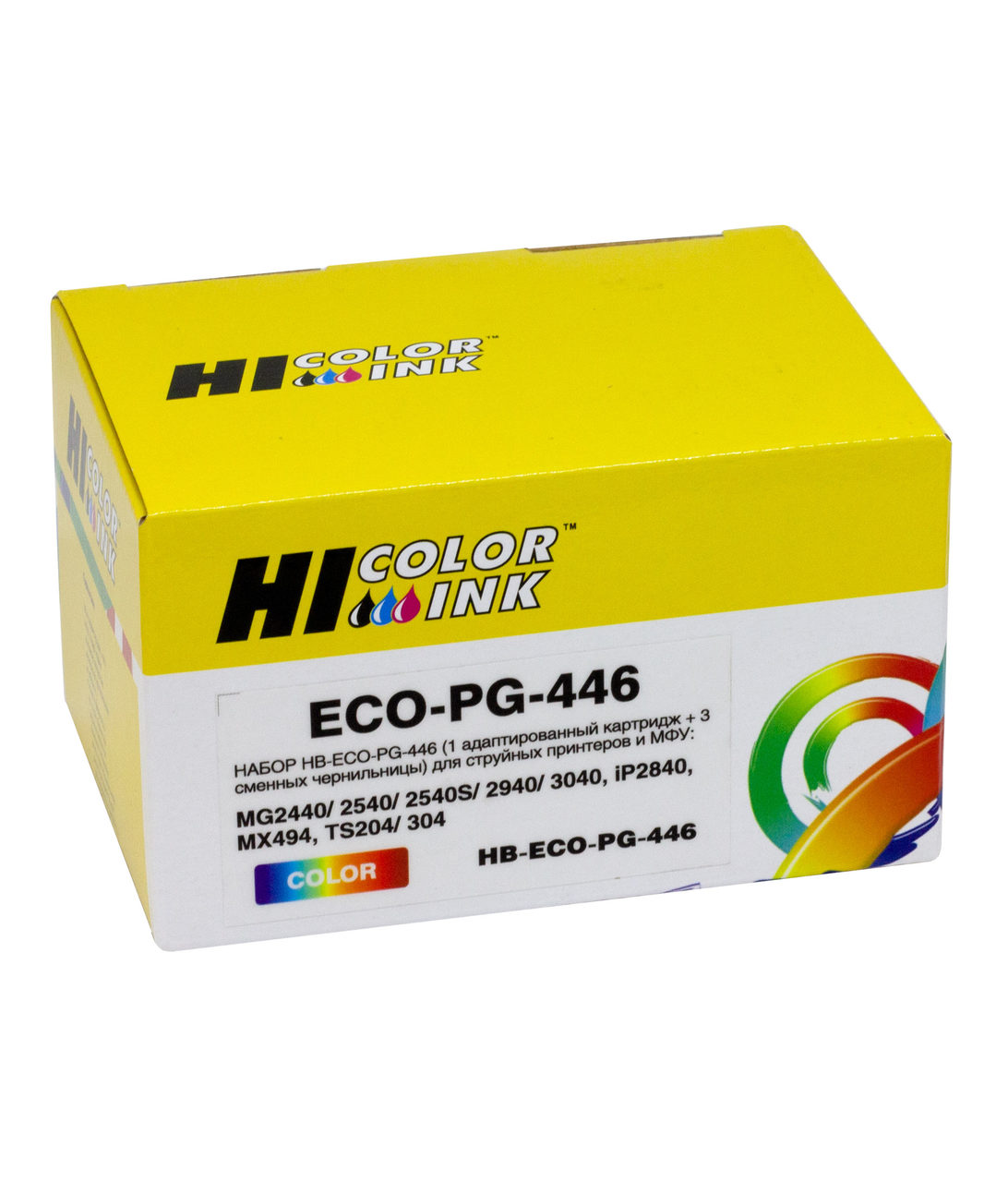 Набор Hi-Black CL-446 (1 адапт. картридж+ 3 сменныхчернильницы) для Canon PIXMA MG2440/2540, Color