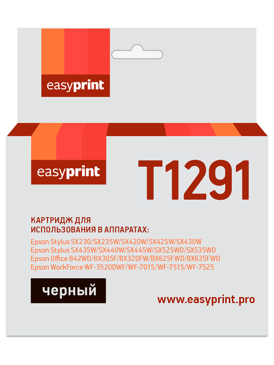 Картридж EasyPrint IE-T1291 для Epson StylusSX230/SX420W/SX425W/SX525WD/OfficeB42WD/BX305F/BX320FW/BX625FWD/WorkForce WF-7015,черный, с чипом