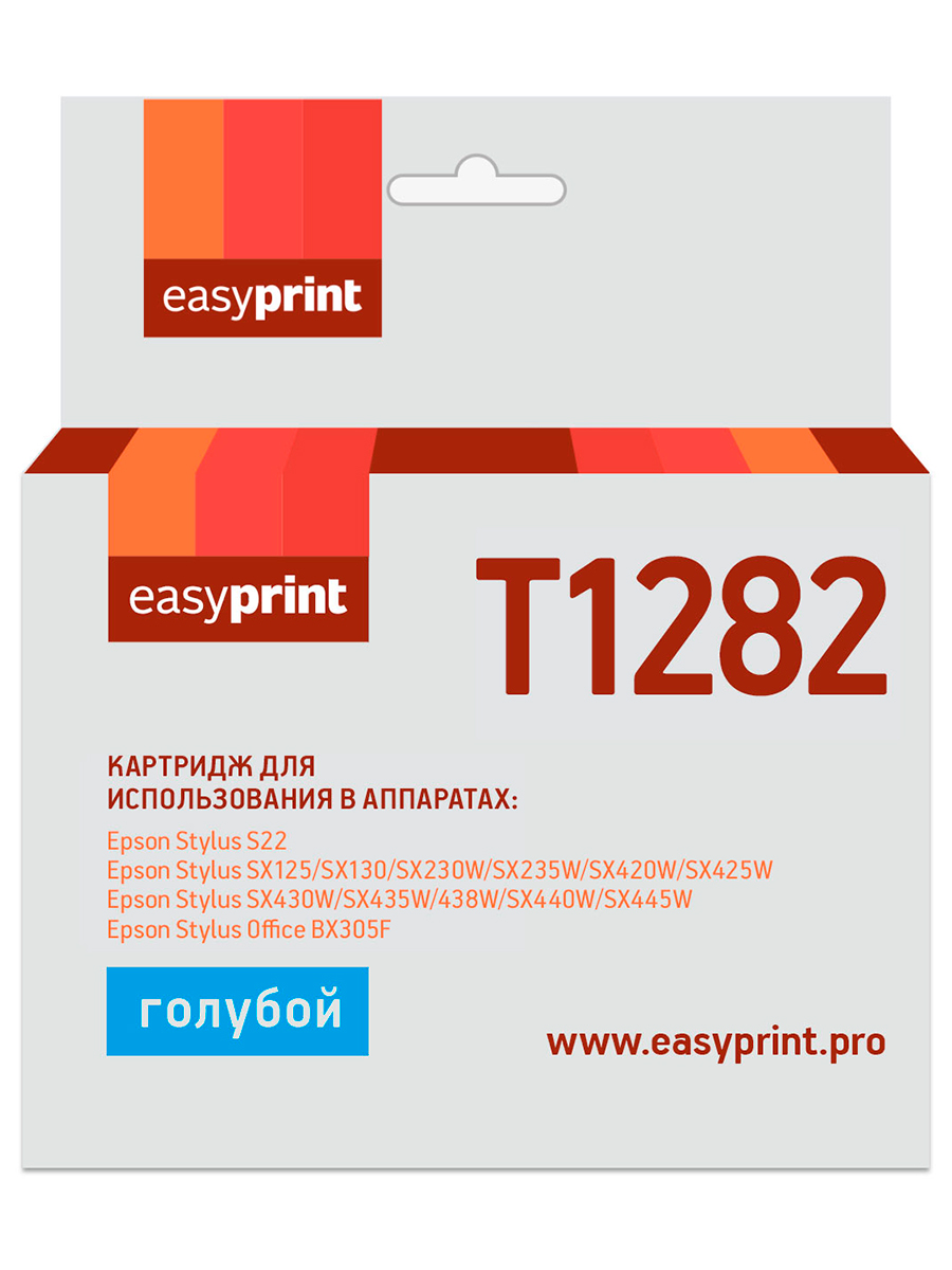 Картридж EasyPrint IE-T1282 для Epson StylusS22/SX125/SX130/SX230/SX420W/Office BX305F, голубой, счипом
