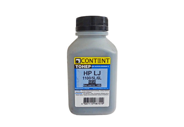 Тонер Content для HP LJ 1100/5L/6L, Bk, 140 г, банка