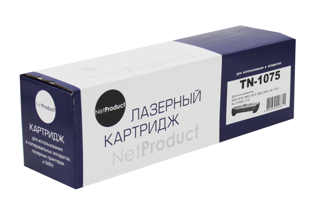 Тонер-картридж NetProduct (N-TN-1075) для BrotherHL-1010R/1112R/DCP-1510R/MFC-1810R, 1K