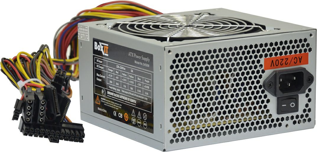 Блок питания ATX BoxIT S450W 120mm fan/24+4 pin