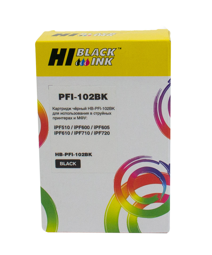 Картридж Hi-Black (HB-PFI-102Bk) для Canon IPF-510/600/710,Bk