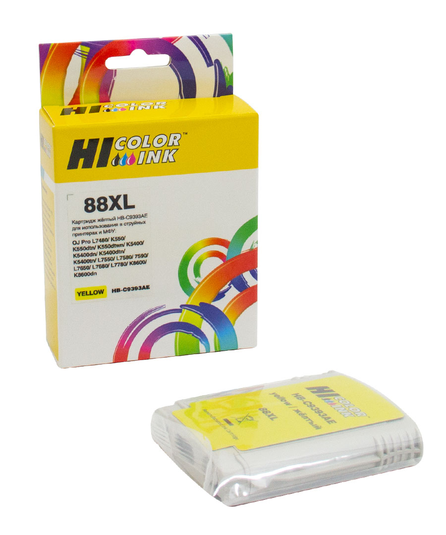 Картридж Hi-Black (C9393AE) для HP Officejet Pro K550 (29ml),№88XL, yellow