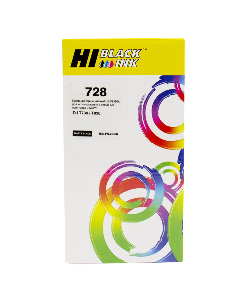 Картридж Hi-Black (HB-F9J68A) для HP DJ T730/T830, 300ml,№728XXL, matteblack