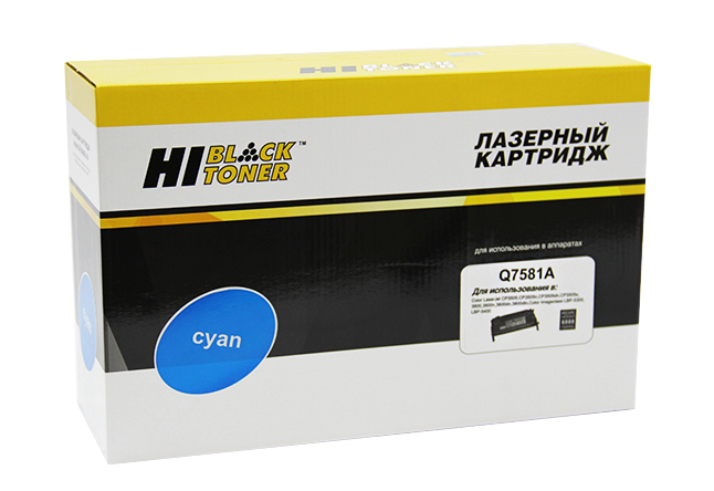 Картридж Hi-Black (HB-Q7581A) для HP CLJ3800/CP3505/Canon MF8450, Восстановленный, C, 6K