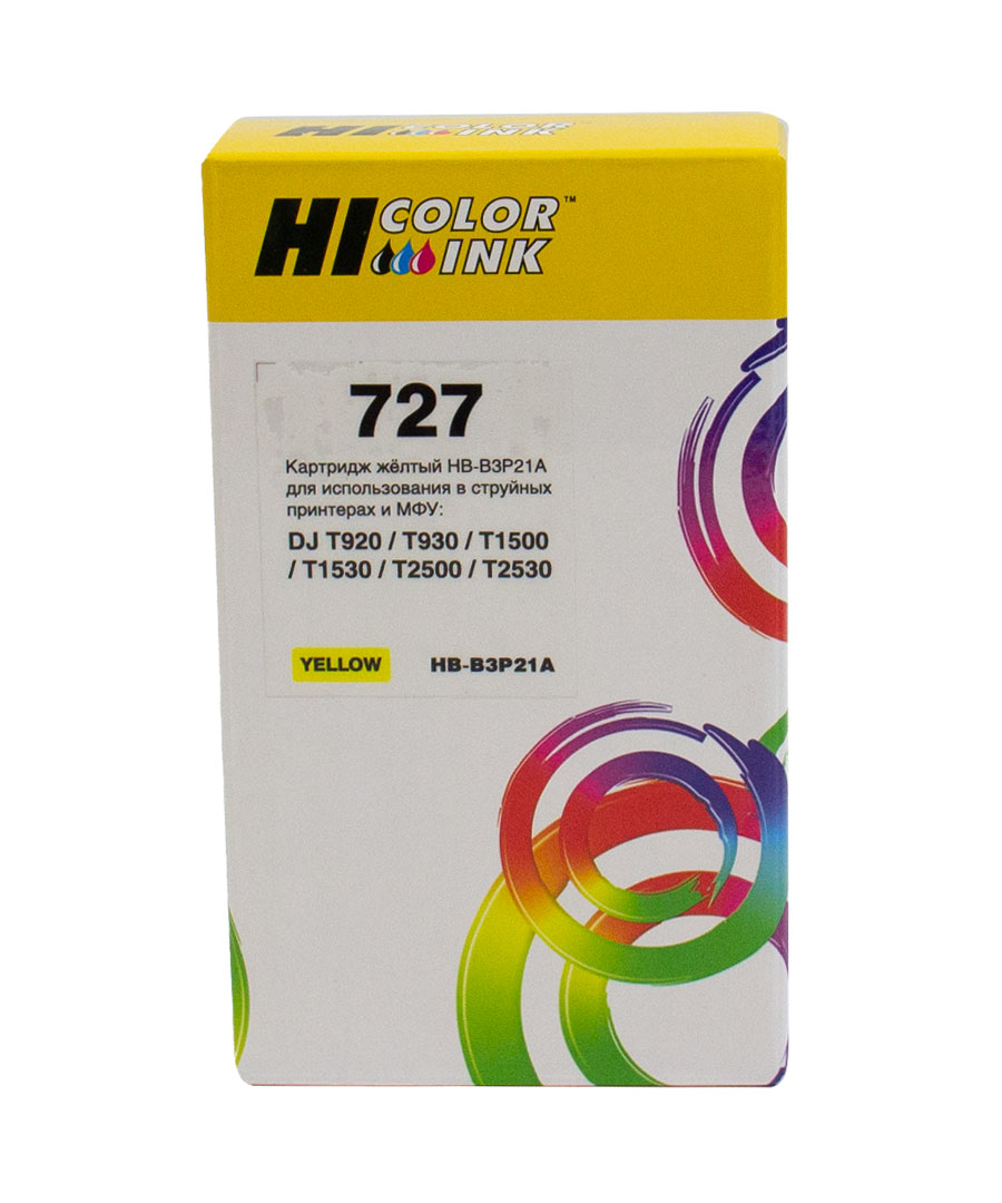 Картридж Hi-Black (B3P21A) для HP DJ T920/T1500, Yellow,№727, 130 мл