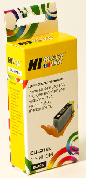 Картридж Hi-Black (HB-CLI-521Bk) для Canon PIXMAiP3600/iP4600/MP540, Bk