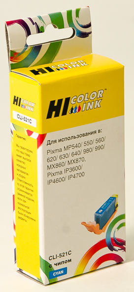 Картридж Hi-Black (HB-CLI-521C) для Canon PIXMAiP3600/iP4600/MP540, C