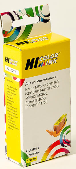 Картридж Hi-Black (HB-CLI-521Y) для Canon PIXMAiP3600/iP4600/MP540, Y