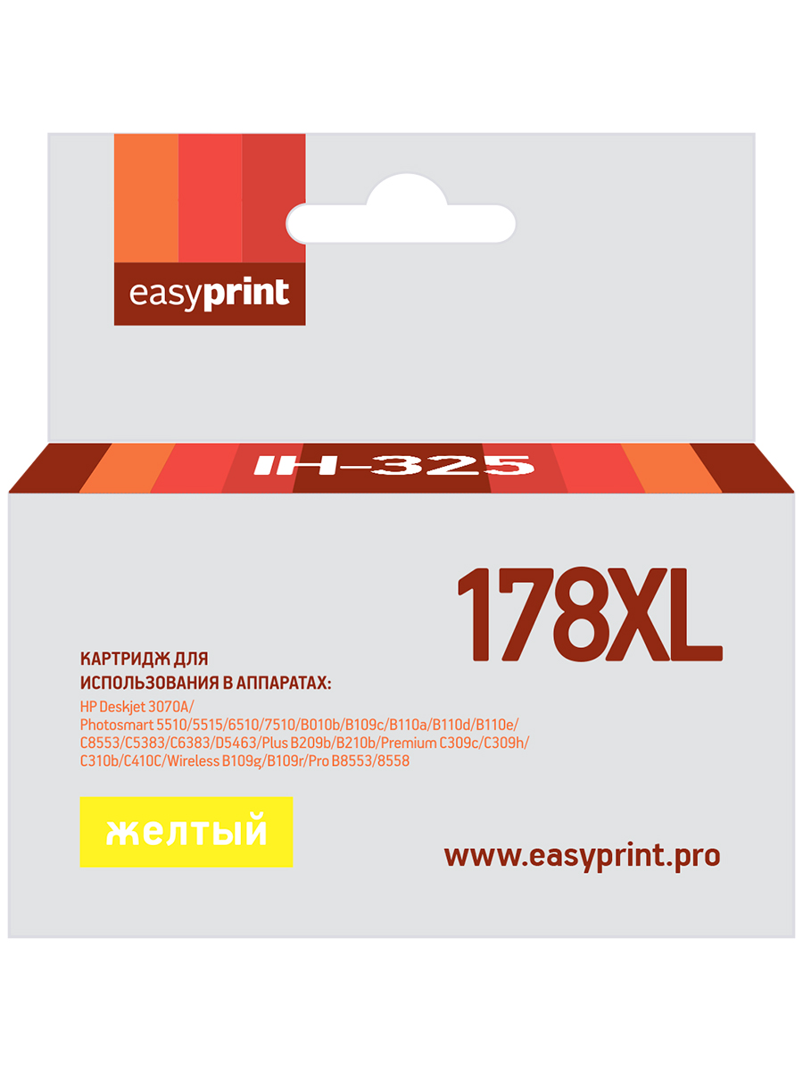 Картридж EasyPrint IH-325 №178XL для HP Deskjet3070A/Photosmart 5510/6510/7510/C8553/PremiumC309c/C410C/Pro B8553/8558, желтый, с чипом