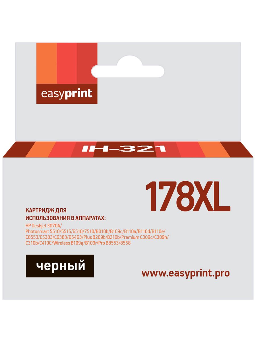 Картридж EasyPrint IH-321 №178XL для HP Deskjet3070A/Photosmart 5510/6510/7510/C8553/PremiumC309c/C410C/Pro B8553/8558, черный, с чипом