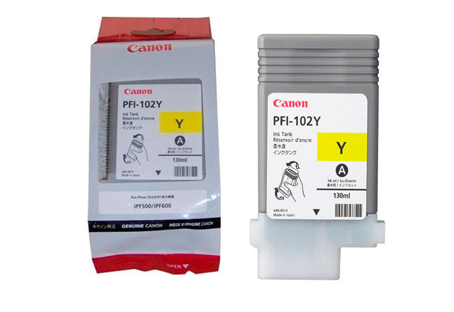 Картридж PFI-102Y Canon iPF500/ iPF600/iPF610/iPF700,130мл (O) Yellow 0898B001